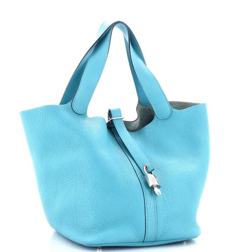 Pre-owned Hermes Hermes Picotin Lock Bag Clemence Gm In Blue