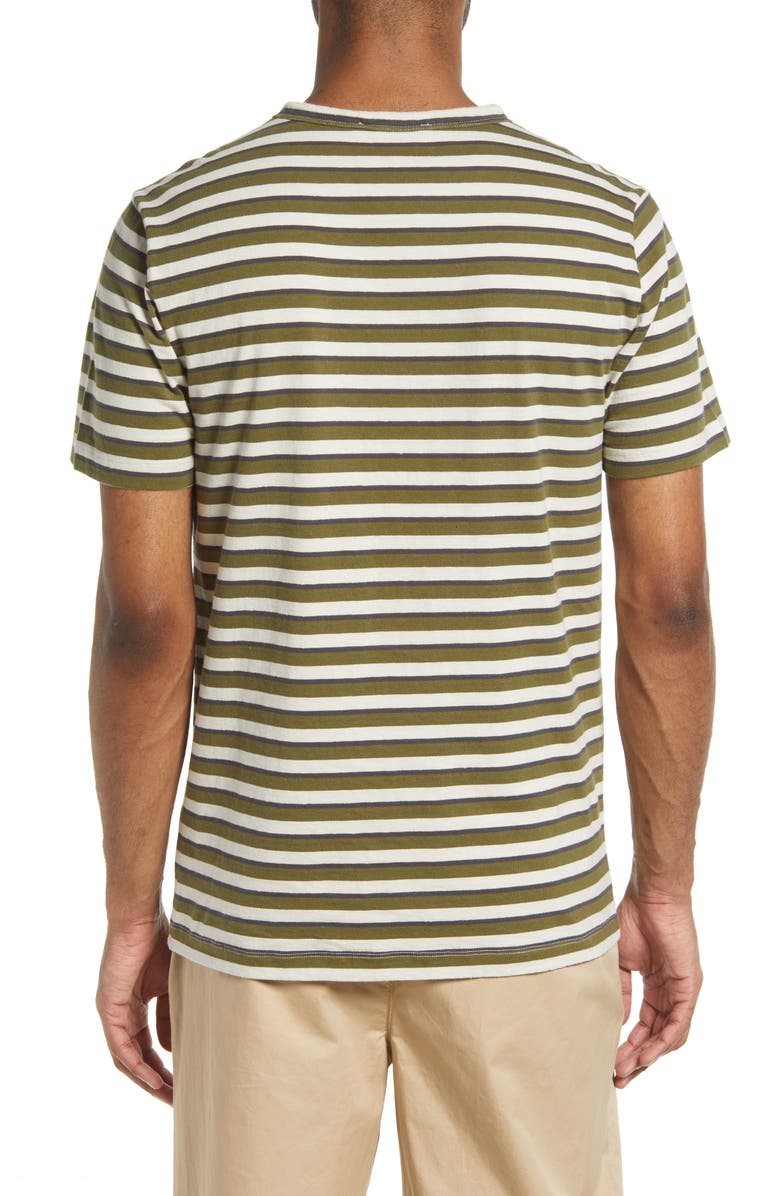 Officine Générale Men's Stripe Short Sleeve Cotton T-Shirt, Alternate, color, 