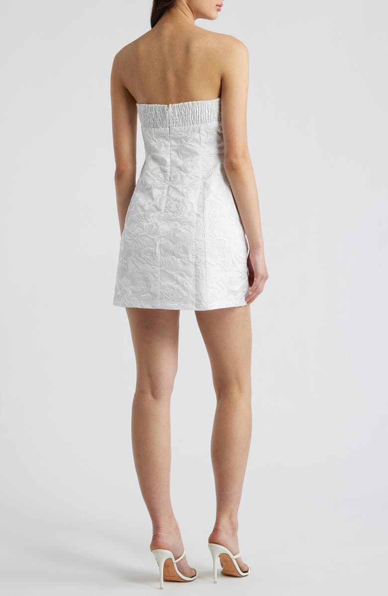 Princess Polly Cross Your Heart Floral Jacquard Strapless Minidress, Alternate, color, 