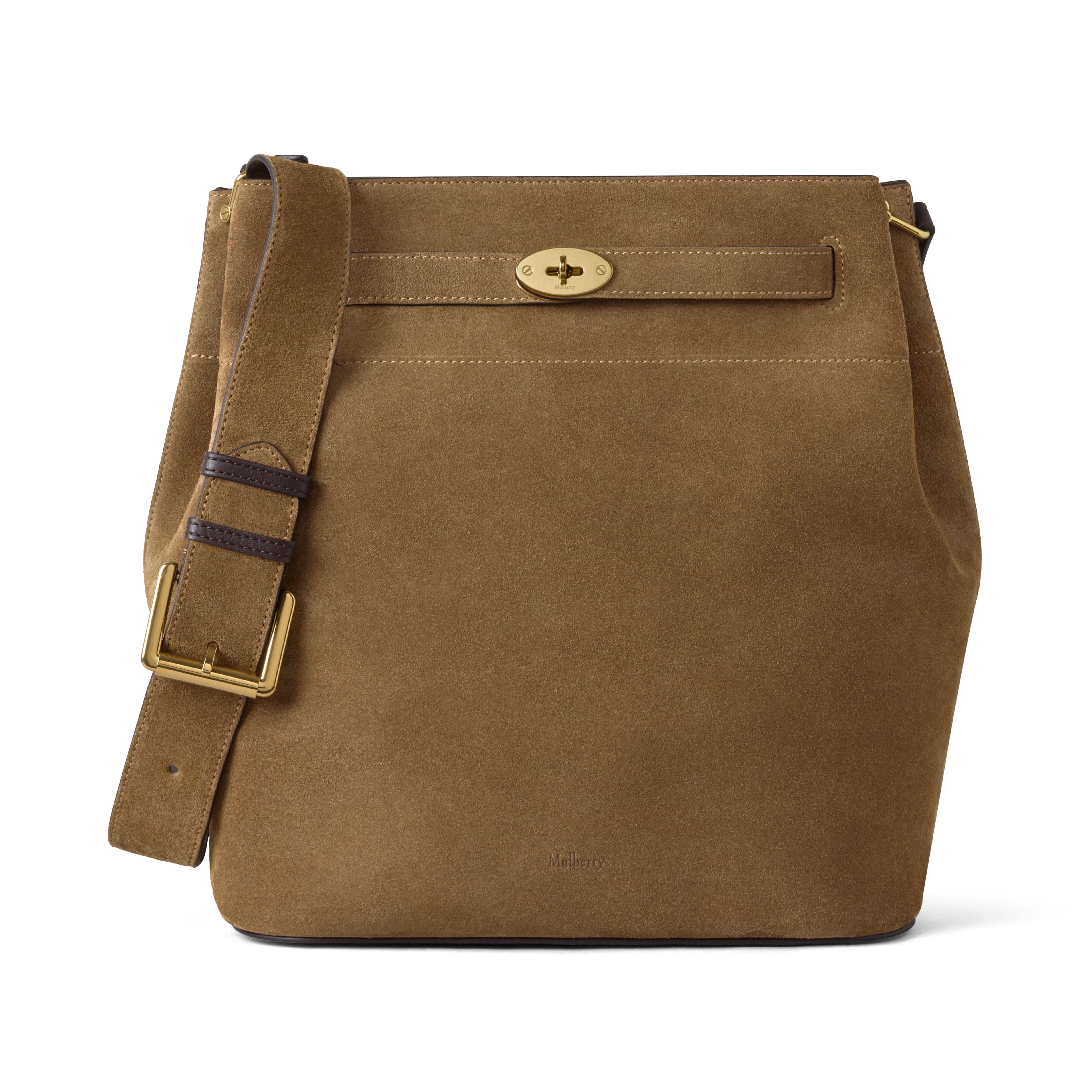 Mulberry Large Islington Bucket Suede, Main, color, Salcombe Sand