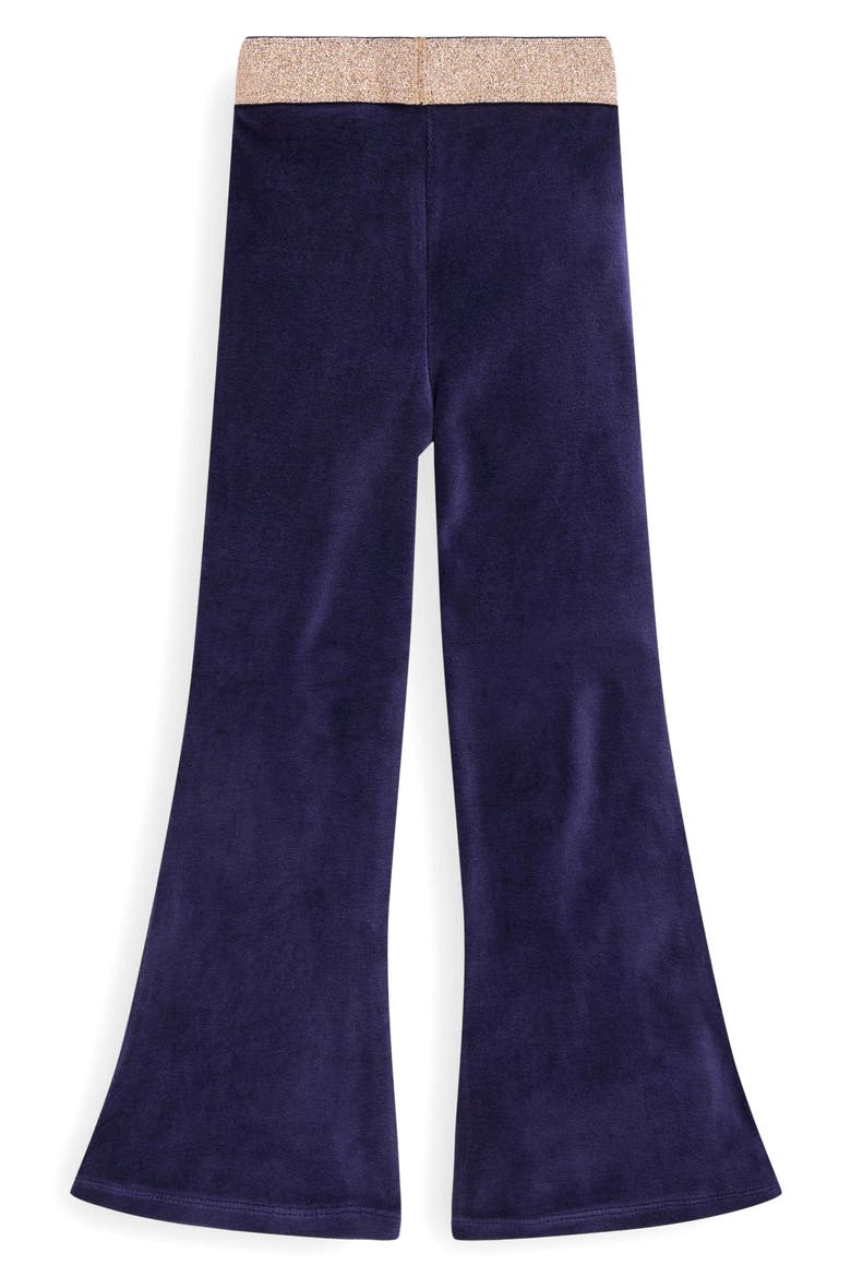 Kids' Metallic Velvet Flare Leggings, Alternate, color, COLLEGE NAVY