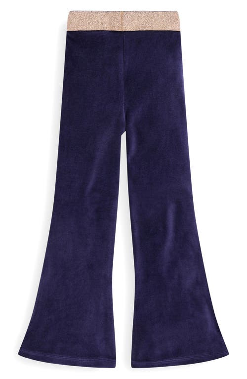 Mini Boden Kids' Metallic Velvet Flare Leggings In Blue