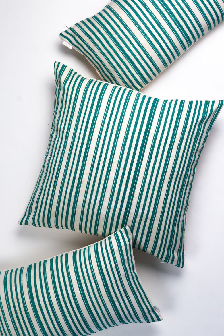 Vintage Handwoven Cotton Alma Pillow, Main, color, Jade Green and Ivory