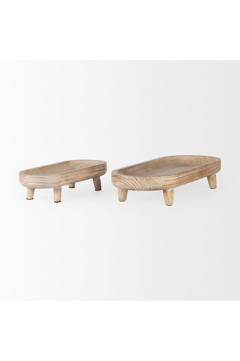 Carver Set of 2 Wood Footed Trays, Alternate, color, White