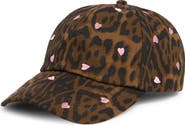 BCBGeneration Heart Embroidered Leopard Baseball Cap