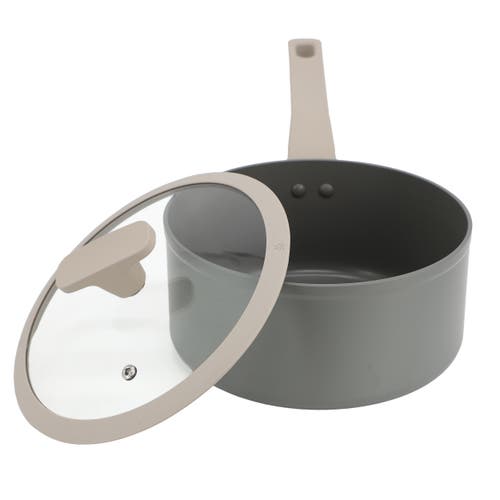 Oster Ambrose 3 Quart Nonstick Aluminum Saucepan With Lid In Matte Grey In Gray