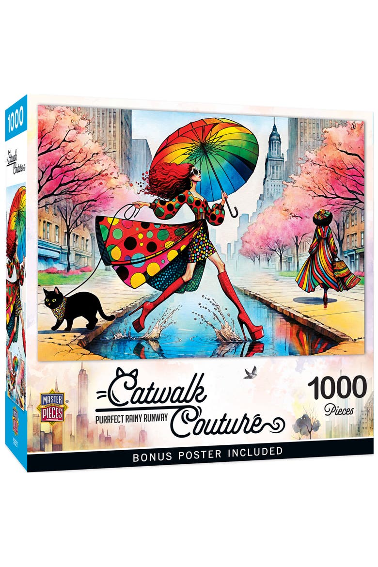 Purrfect Rainy Runway 1000 Piece Puzzle, Main, color, Multicolor