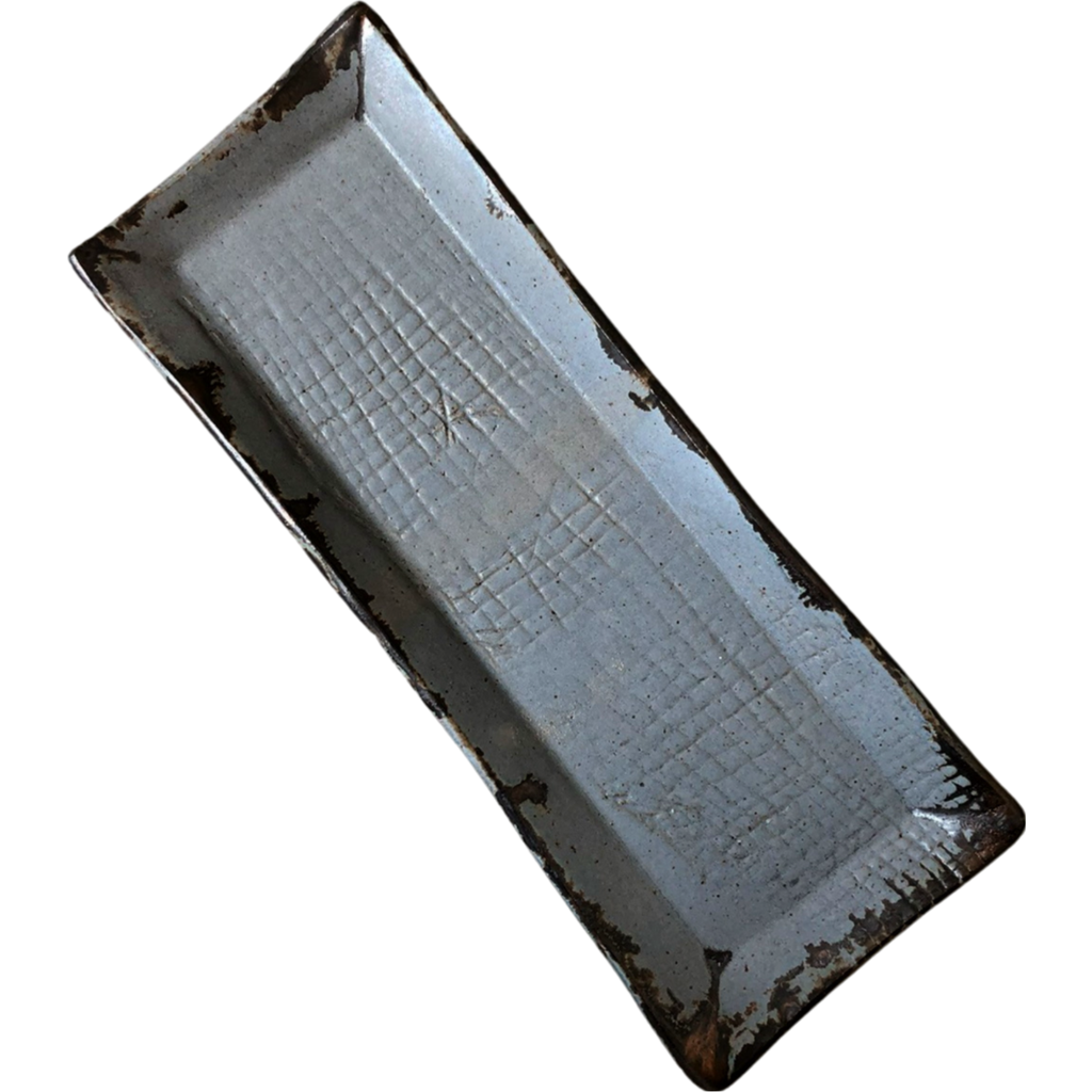 Gina Desantis Ceramics Luna Medium Rectangular Tray In Gray