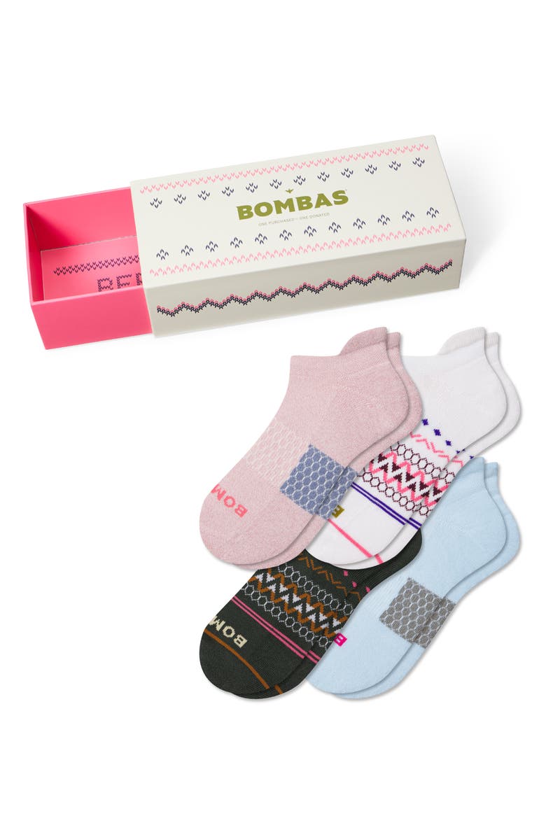 Bombas 4-Pack Assorted Ankle Sock Gift Box, Main, color, Spanish Rose Mix