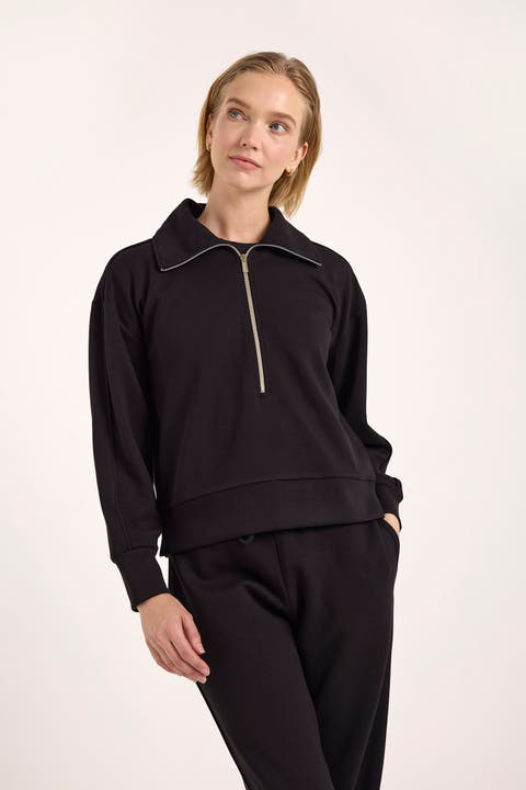 Piping Detail Jersey Half Zip Sweatshirt