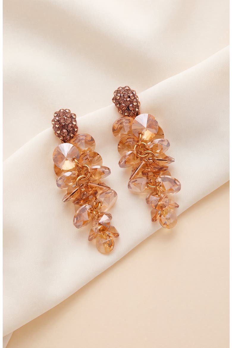 Crystal Drop Earrings, Alternate, color, Champagne