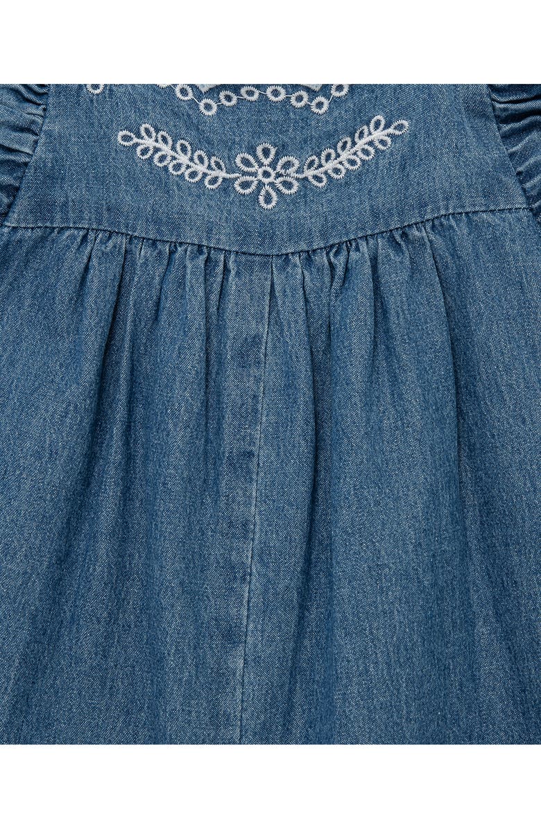 Little Me Kids' Embroidered Chambray Romper & Headband Set, Alternate, color, Blue