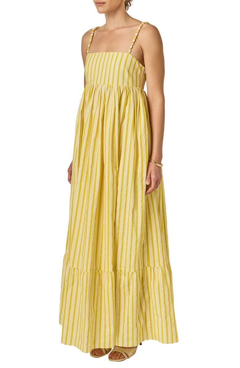 English Factory Stripe Sleeveless Maxi Dress, Alternate, color, Yellow Stripe