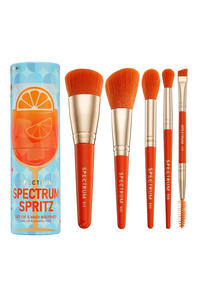 Spritz Cocktail 5-Piece Makeup Brush Set, Main, color, ORANGE