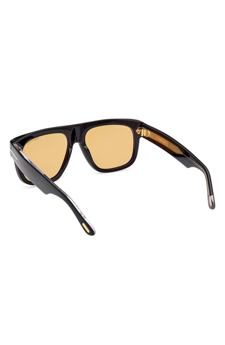 TOM FORD Icon 56mm Pilot Sunglasses, Alternate, color, Shiny Black / Brown