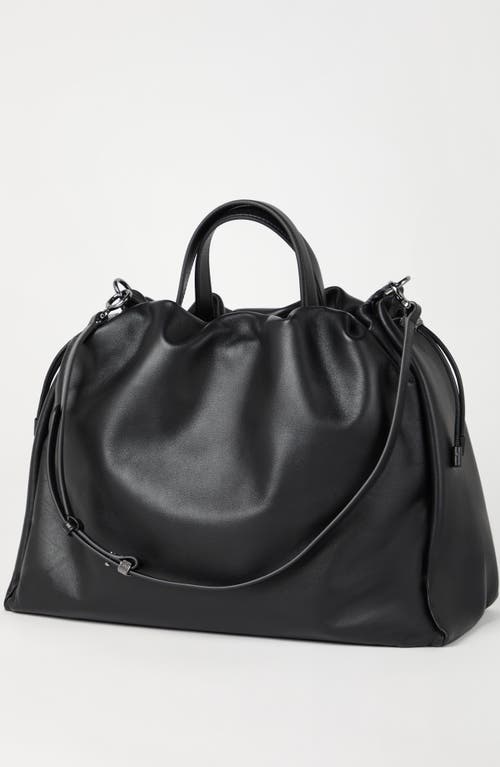 Brunello Cucinelli Large Soft Leather Mellow Shopper Bag In Black