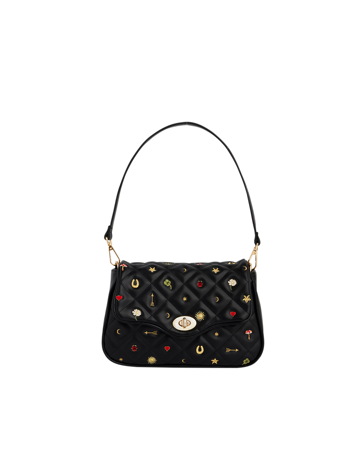 Fable England Mary Quilted Crossbody Clutch, Main, color, Black