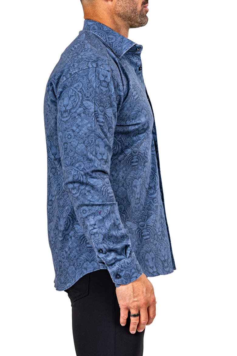 Fibonacci Marthy Contemporary Fit Button-Up Shirt, Alternate, color, BLUE