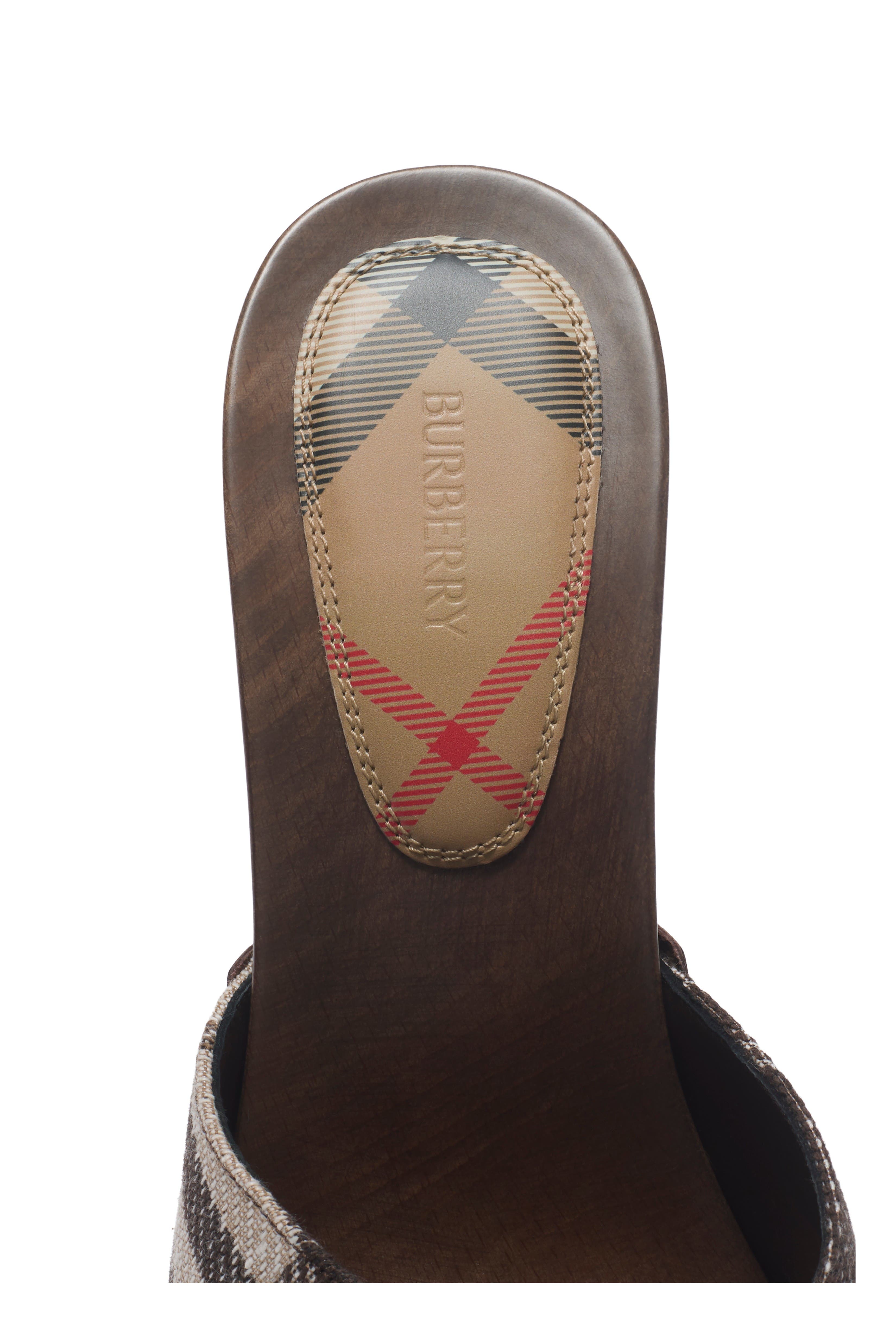 Burberry Check Potter Mules, Alternate, color, Light Beige