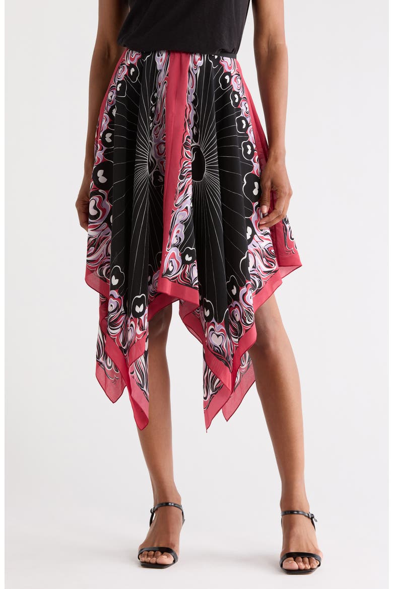 Handkerchief Silk Skirt, Main, color, BLACK