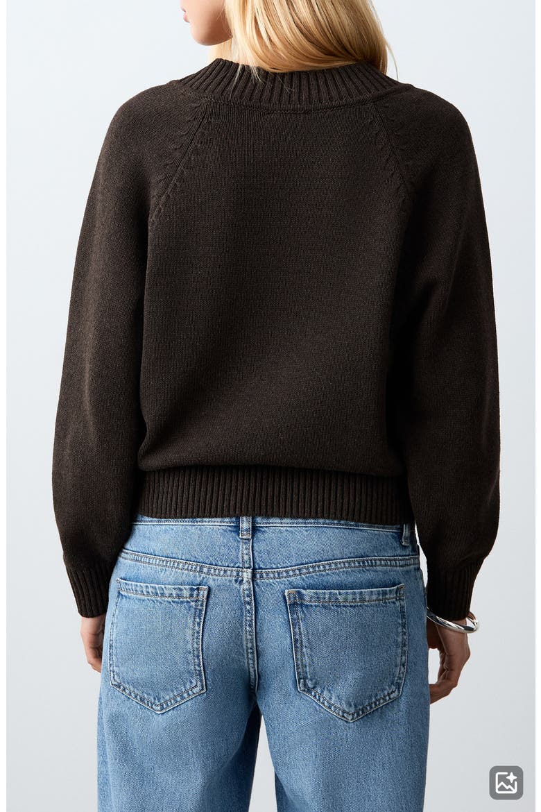 V-Neck Knit Sweater, Alternate, color, BROWN