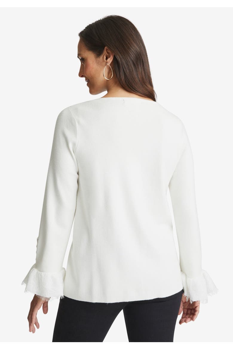 Lace Cuff Pullover, Alternate, color, IVORY
