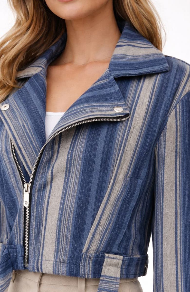 SAACHI Striped Denim Jacket, Alternate, color, Blue