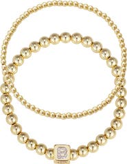Adornia Set of 2 Gold Plated Stretch Bracelets