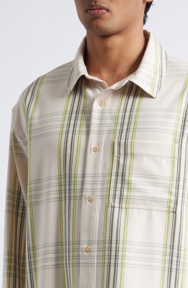 The Elder Statesman Cashlite Plaid Wool & Cashmere Overshirt, Alternate, color, Snap Pea Plaid