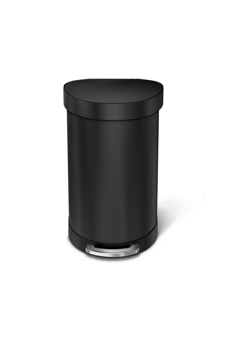 simplehuman 45L semi-round step can, Alternate, color, Matte Black