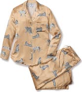 Petite Plume Panthre de Nuit Piped Mulberry Silk Pajamas