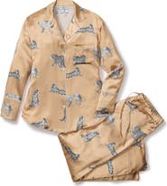 Petite Plume Panthre de Nuit Piped Mulberry Silk Pajamas