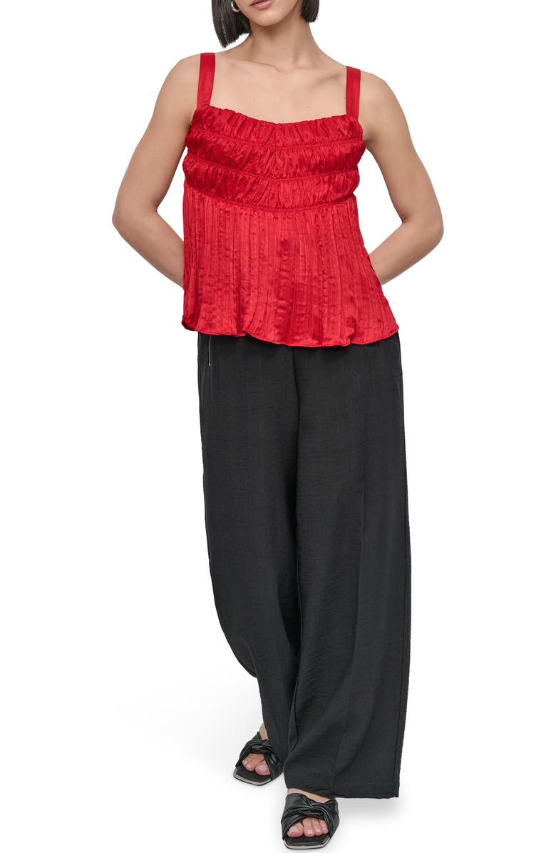 DKNY Crushed Pleats Sleeveless Top, Alternate, color, Summer Cherry