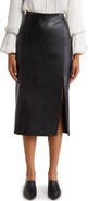 T Tahari Faux Leather Slit Pencil Skirt