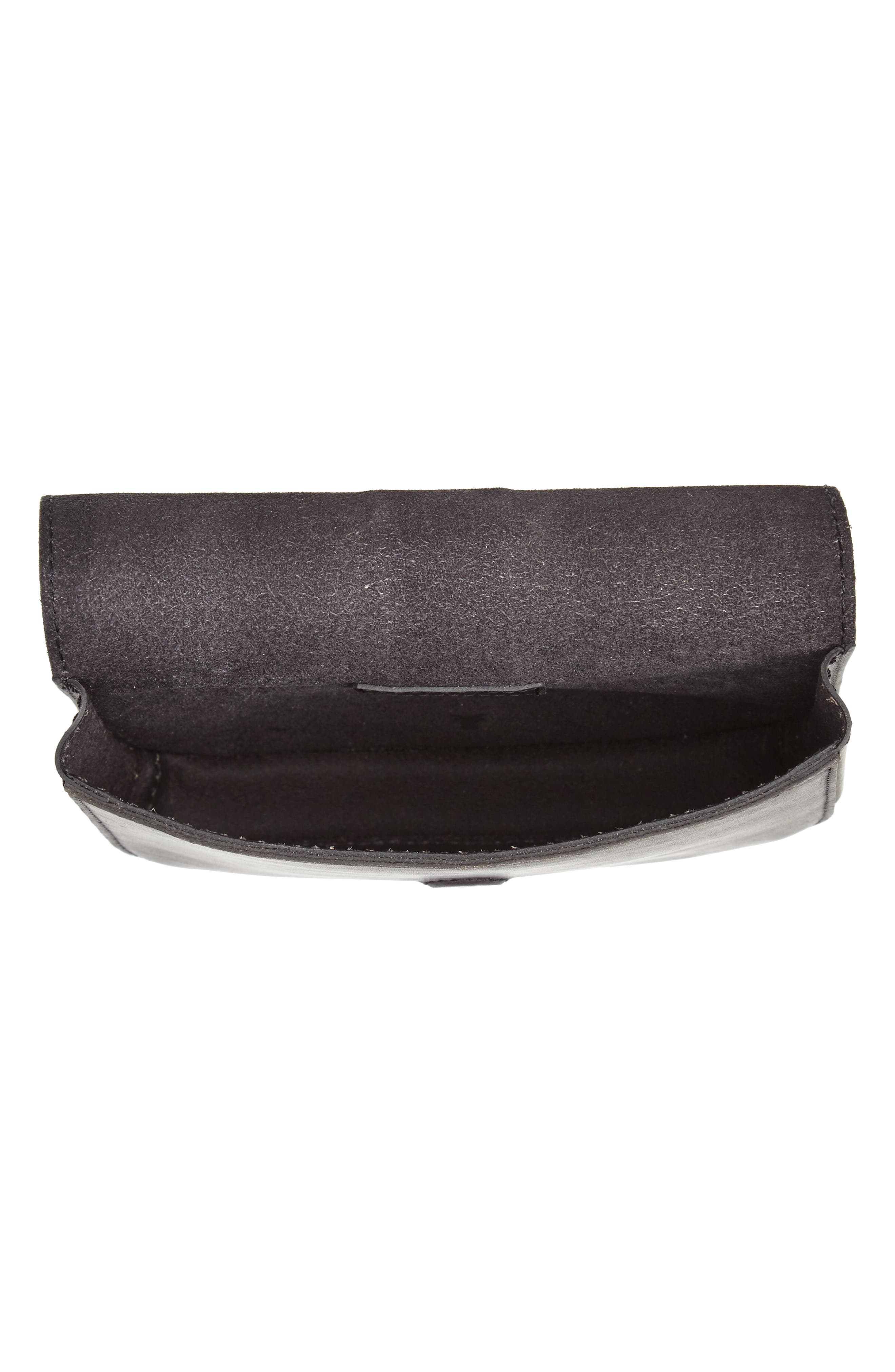 Leather Belt Bag, Alternate, color, BLACK/ ECRU STITCH