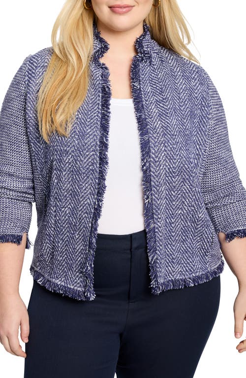 Nic + Zoe Nic+zoe Fringe Mixed Knit Jacket In Indigo Mix