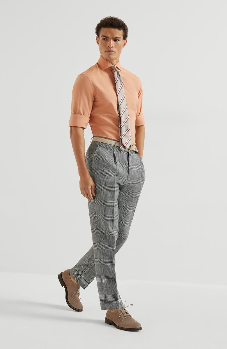 Brunello Cucinelli Prince of Wales trousers, Alternate, color, Black