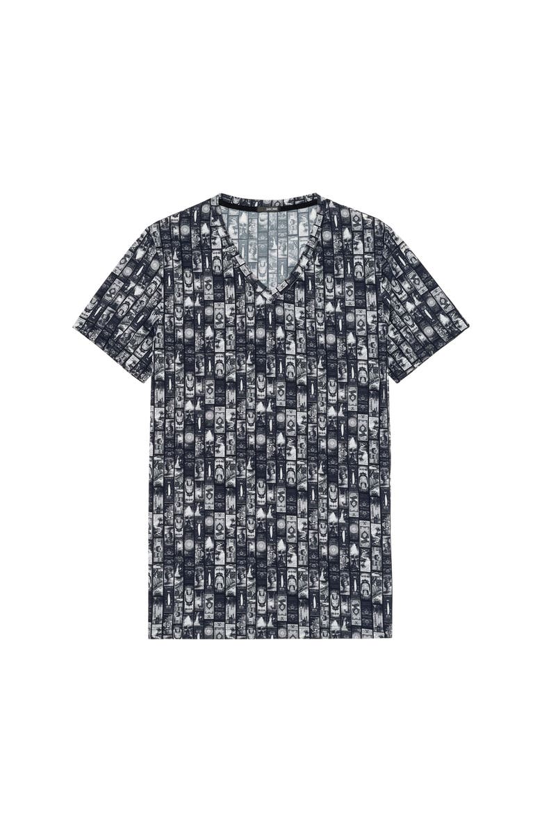 HOM Rockcity Tee-Shirt V Neck, Main, color, Dark Grey Print