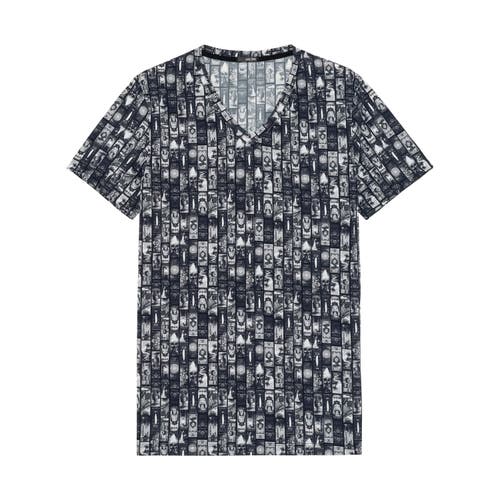 Hom Rockcity Tee-shirt V Neck In Dark Grey Print
