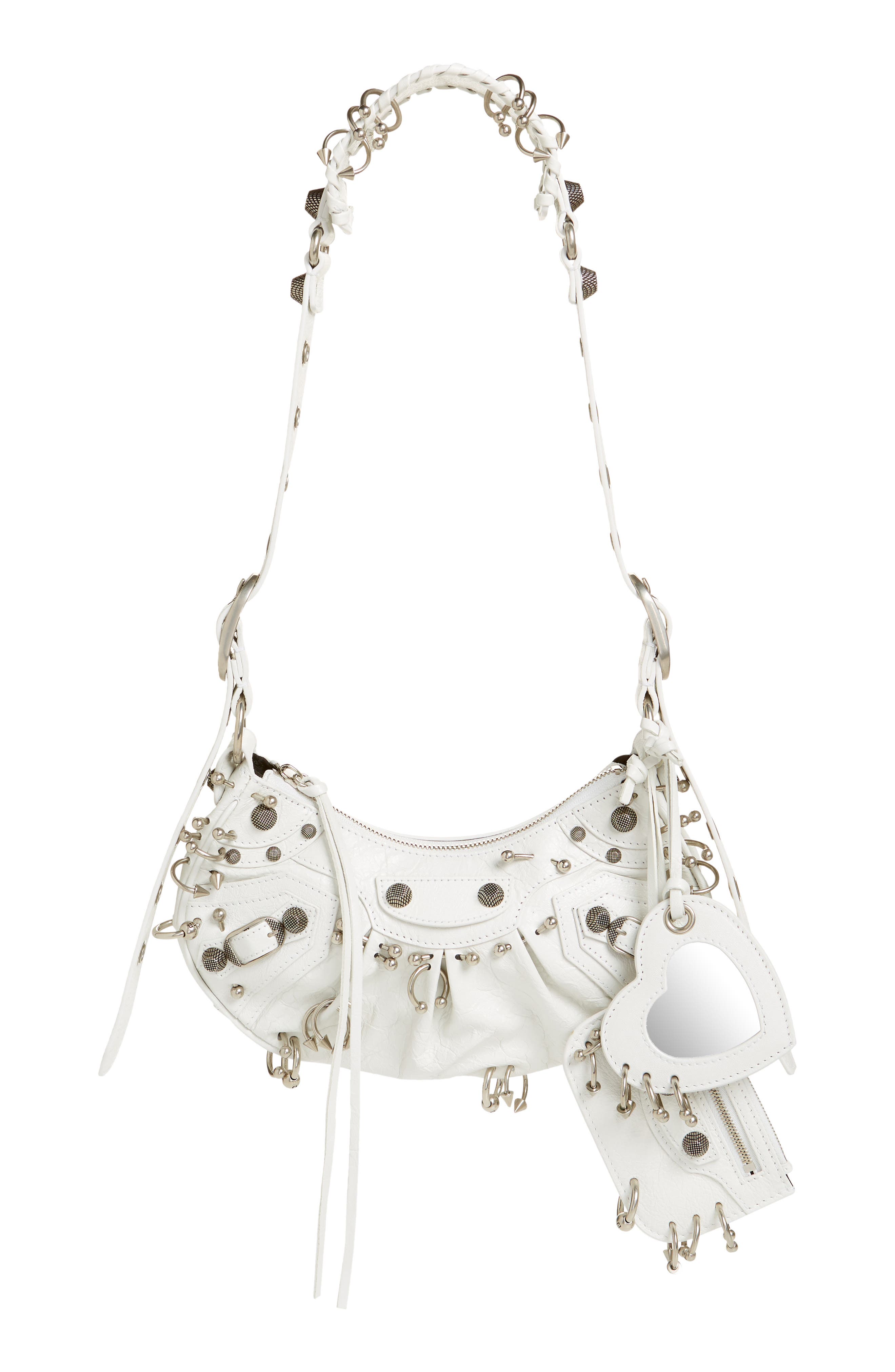 Extra Small Cagole Leather Shoulder Bag, Main, color, OPTIC WHITE