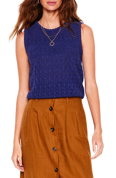 Elodie Openwork Cotton Sweater Vest