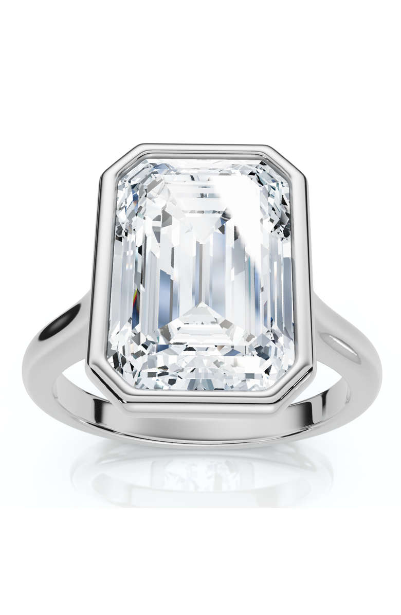 Bliss Diamond 3Ct Emerald Cut Bezel Solitaire Diamond Engagement Ring 14k Gold or Pt Lab Grown, Main, color, 