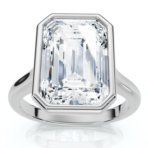 Bliss Diamond 3ct Emerald Cut Bezel Solitaire Diamond Engagement Ring 14k Gold Or Pt Lab Grown In Silver