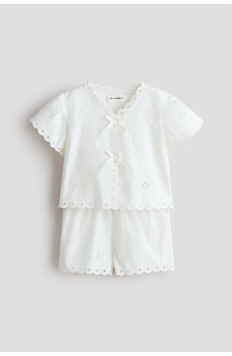 H&M 2-piece Broderie Anglaise Cotton Set, Main, color, White