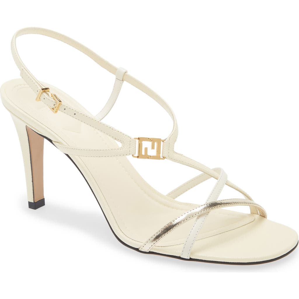 Fendi Ffold Slingback Sandal In White