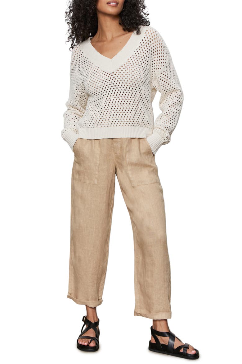 Open Stitch V-Neck Sweater, Alternate, color, MACRAME