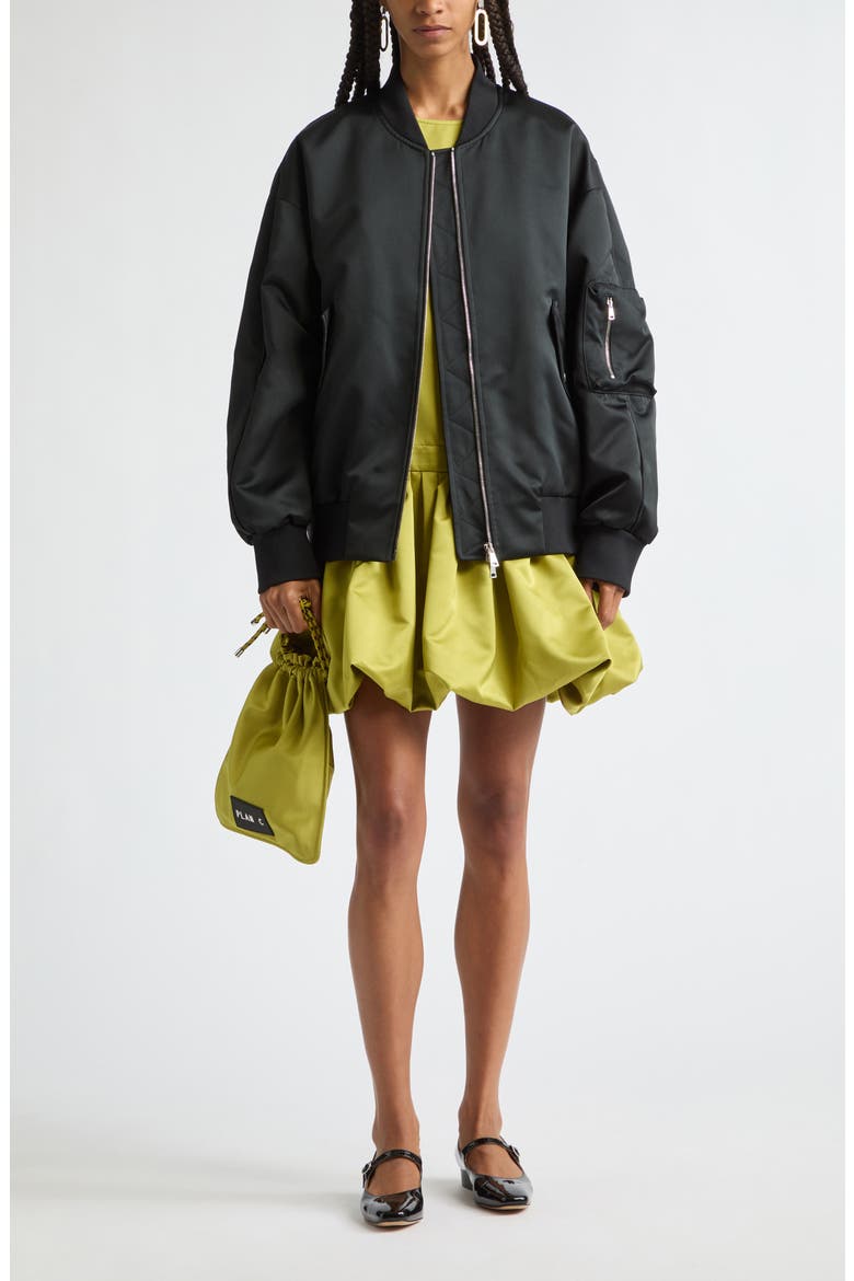 Pleated Bubble Minidress, Alternate, color, CITRON