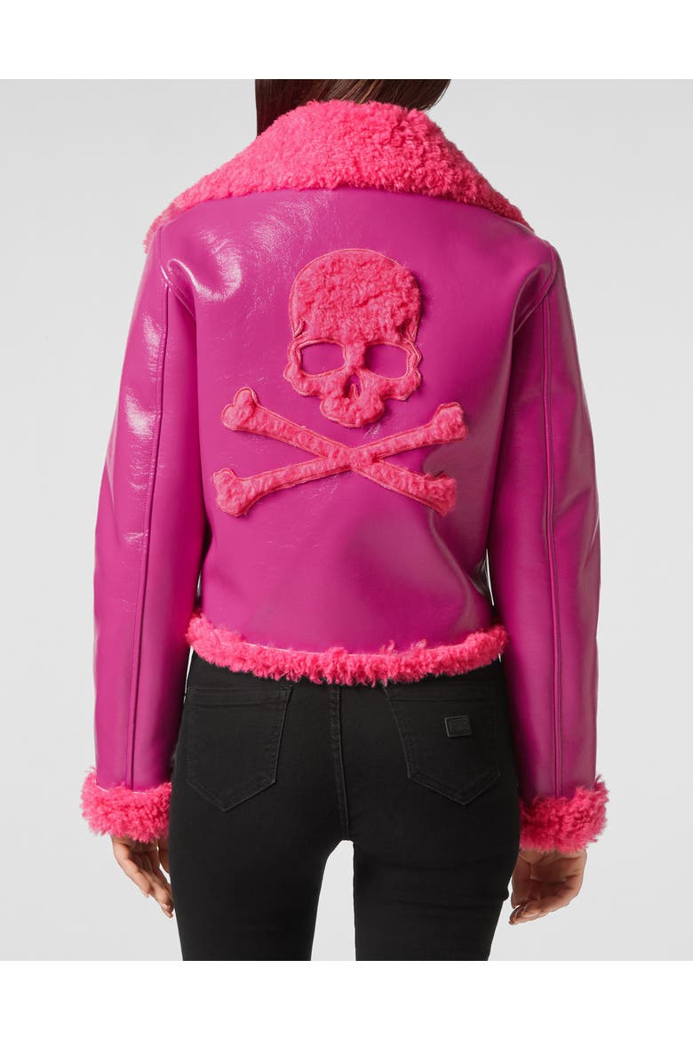 Biker Jacket Skull&Bones Women, Alternate, color, Fuxia