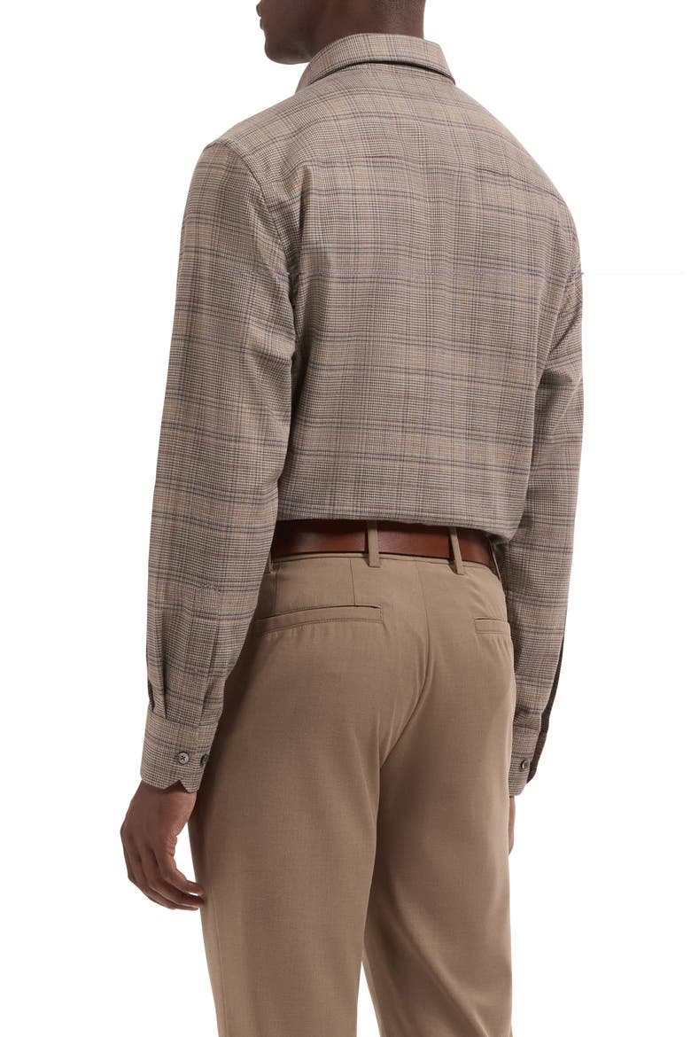 Julian Plaid Cotton & Wool Button-Up Shirt, Alternate, color, WALNUT