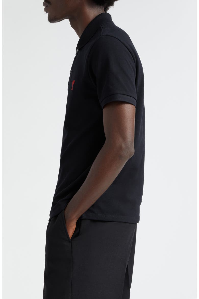Ami de Coeur Embroidered Organic Cotton Polo, Alternate, color, 001 BLACK
